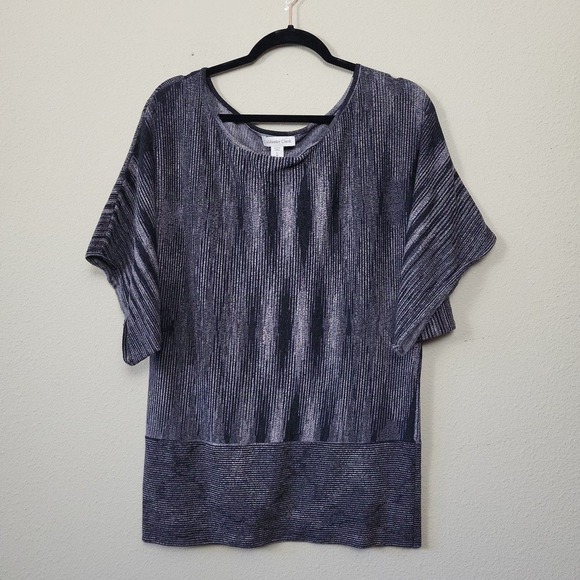 Coldwater Creek Tops - Coldwater Creek Women's L Oversize Dolman Sleeve Casual Top Gray Abstract Stripe